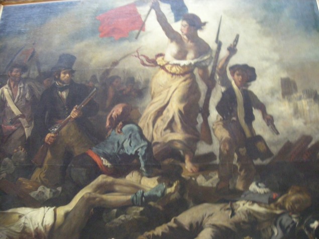 民衆を導く自由の女神フランス7月革命を題材としたドラクロワの代表的な絵画。